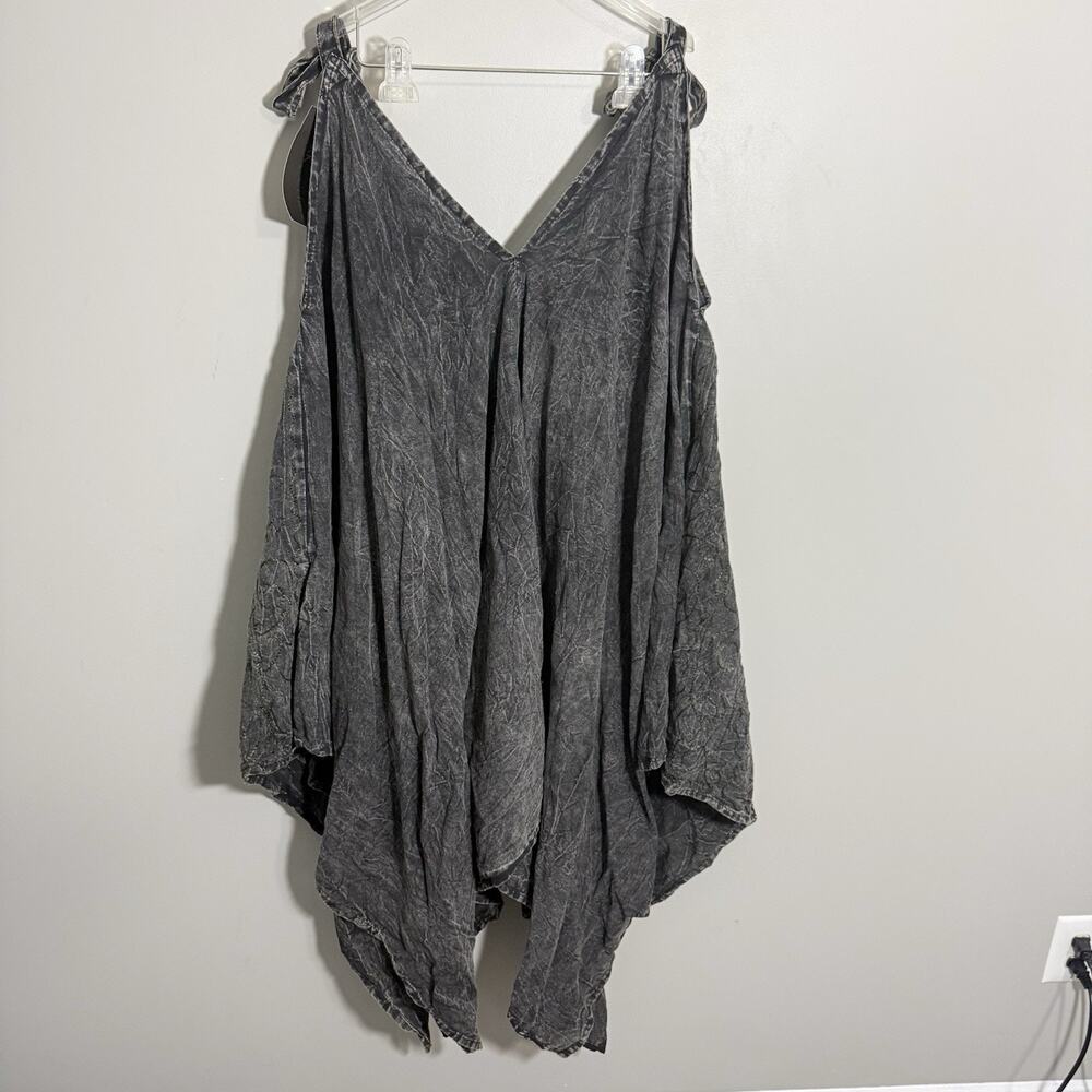 Dark Cottage Fairy Romantic Gray Green Embroidered Dress Asymmetrical L/XL NEW - Picture 6 of 6